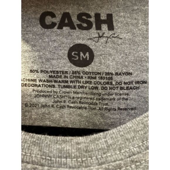 Johnny Cash American Rebel Small t-shirt grey red blue poly cotton rayon soft - Picture 8 of 11
